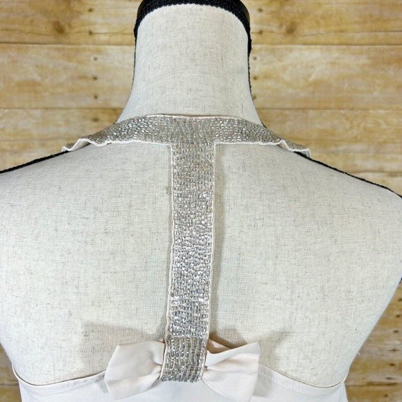 Lauren Conrad Womens Beaded T Back w/Bow Tank Top Size XS Cream Pink Tint - Picture 5 of 8
